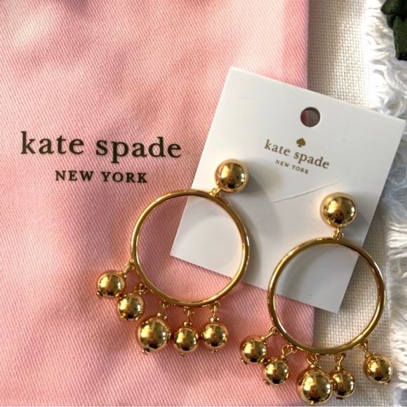 Kate Spade Bauble Gold Hoop Earrings BNWT - Picture 3 of 9